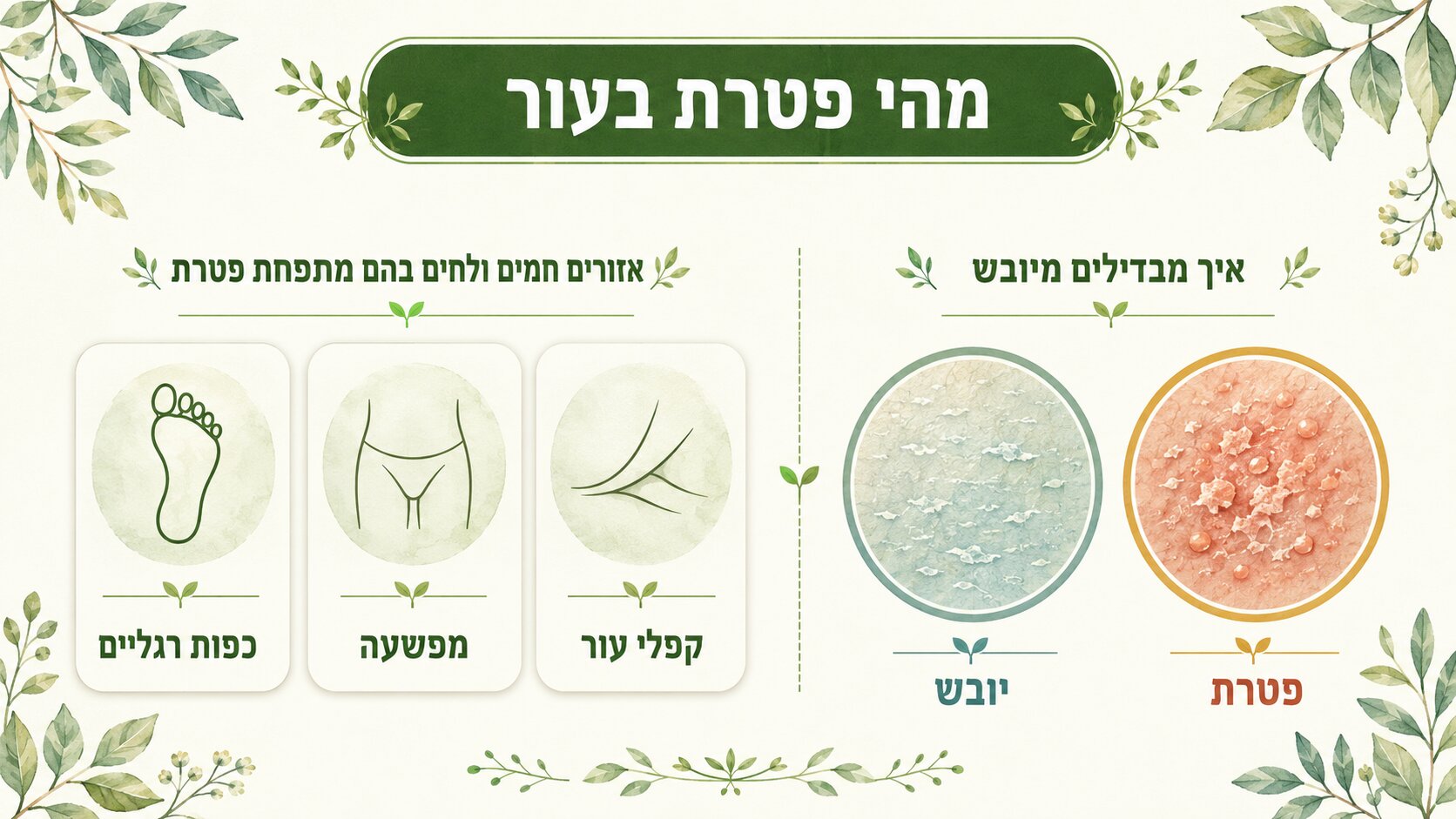 פטרת בעור באקלים הישראלי - אזורים חמים ולחים והבדל מיובש רגיל