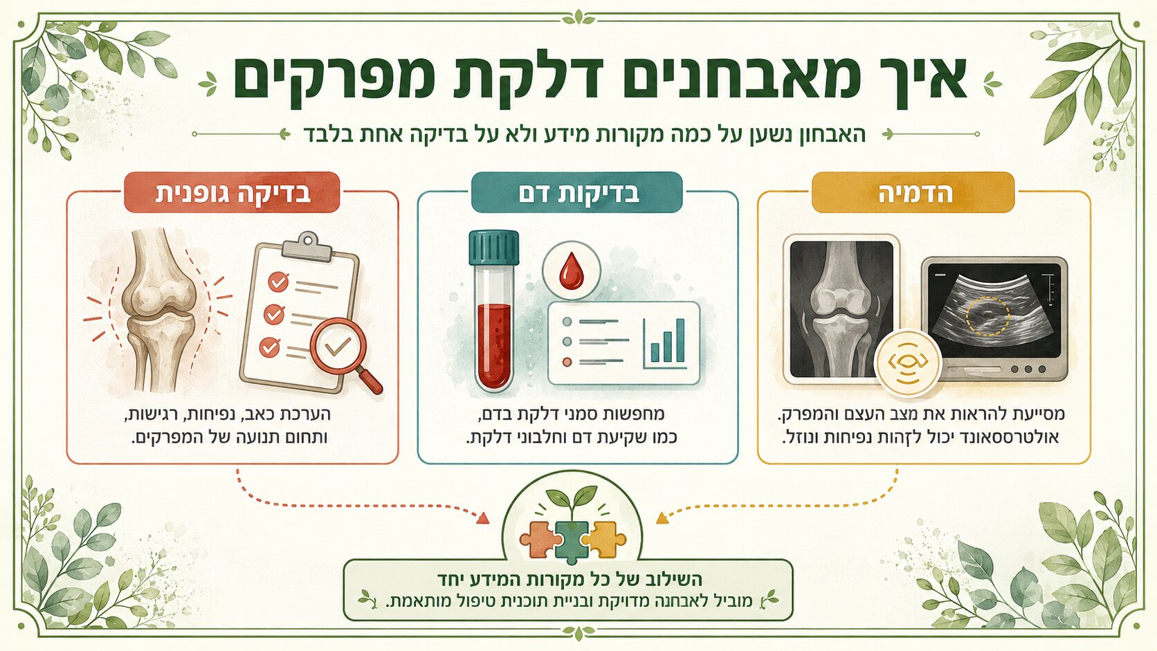אבחון דלקת מפרקים - בדיקה גופנית, בדיקות דם והדמיה