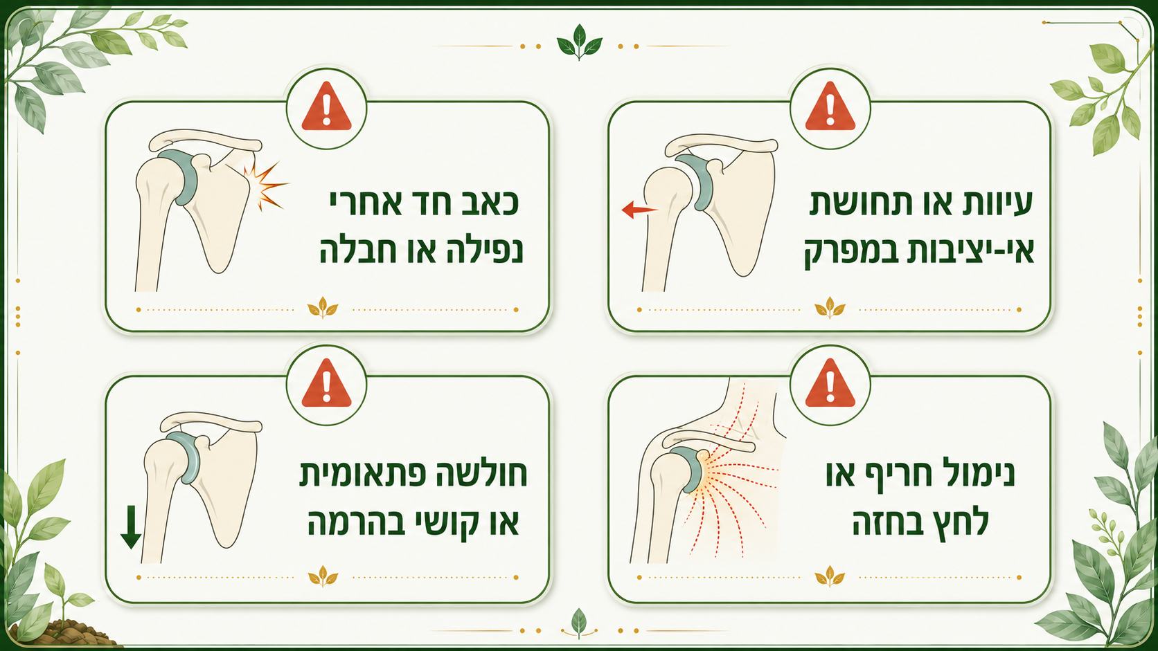 מתי כאב בכתף מחייב בדיקה רפואית - סימני אזהרה שדורשים פנייה לרופא