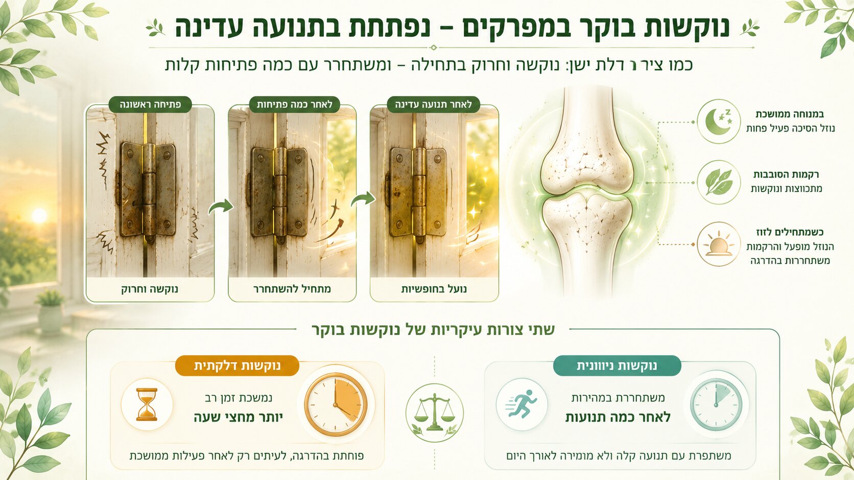 נוקשות מפרקים בבוקר - הסבר על קשיון בוקר והקלה בעזרת חימום עדין